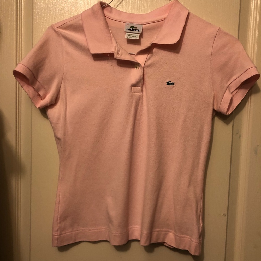 Light pink Lacoste collared shirt